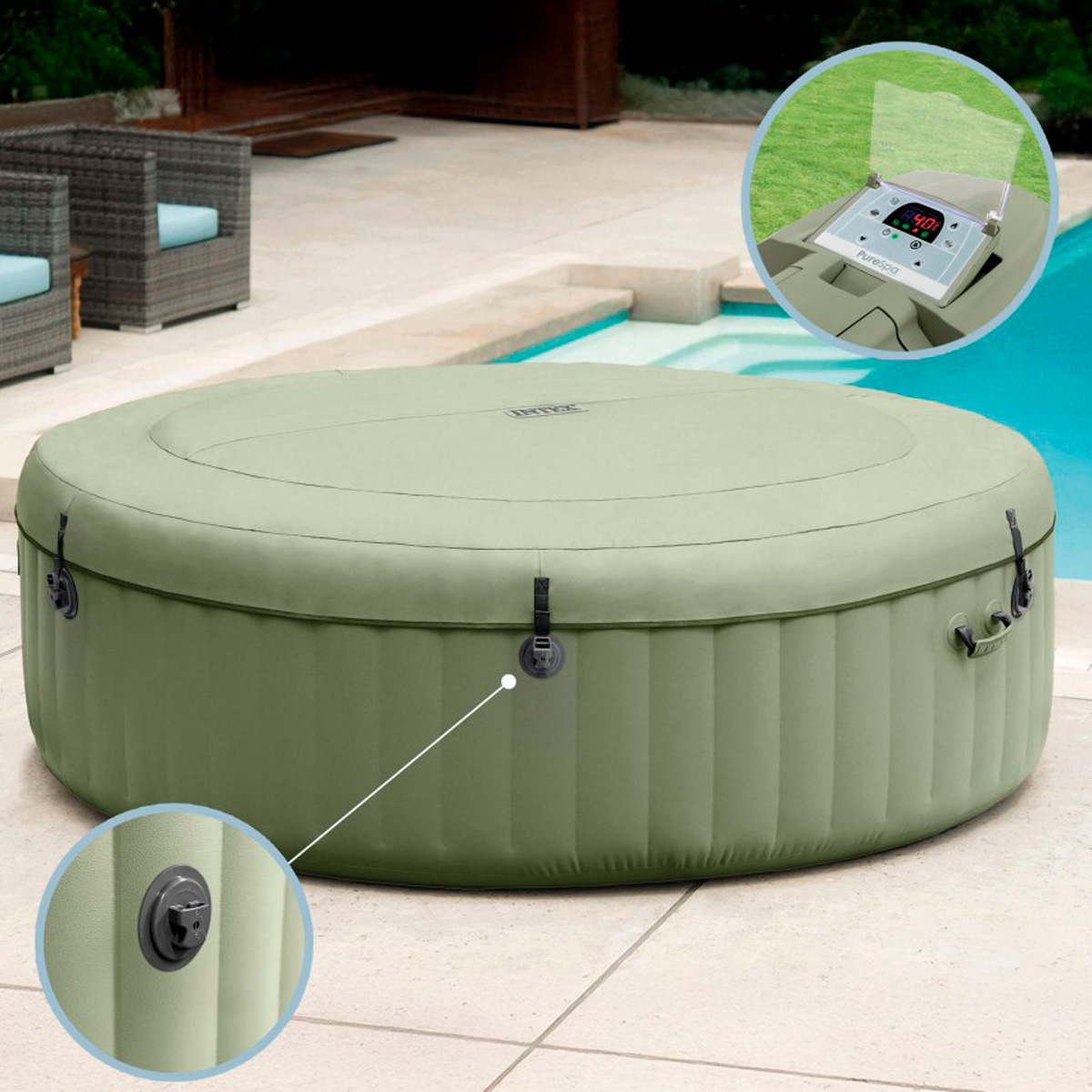 Spa insufl&aacute;vel olive 6 pessoas Intex