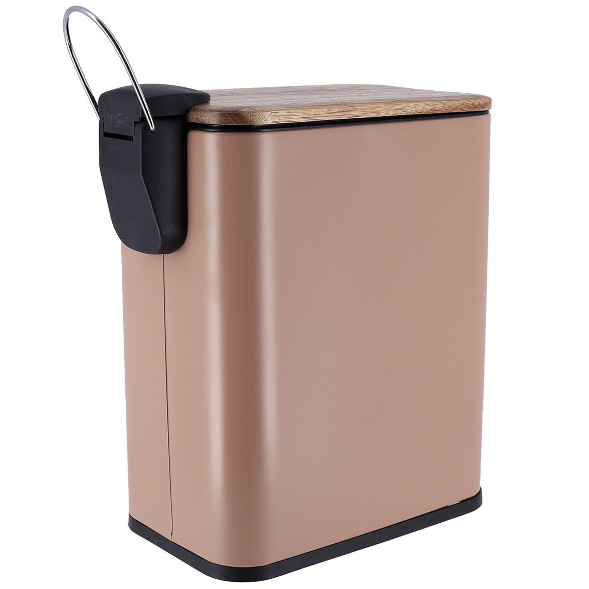 Balde wc com tampa em metal taupe 5l