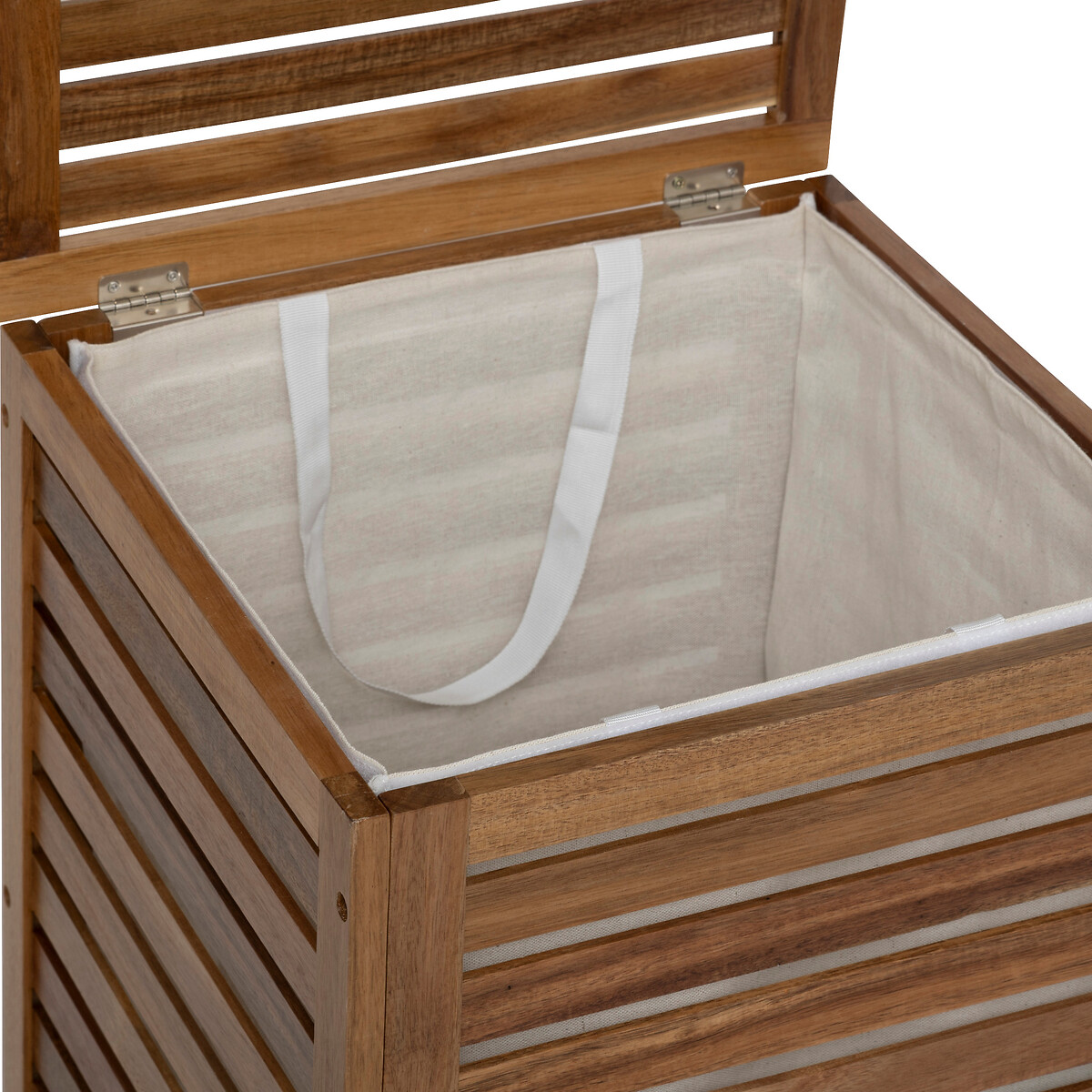 Cesto de roupa wc em madeira ac&aacute;cia 65l