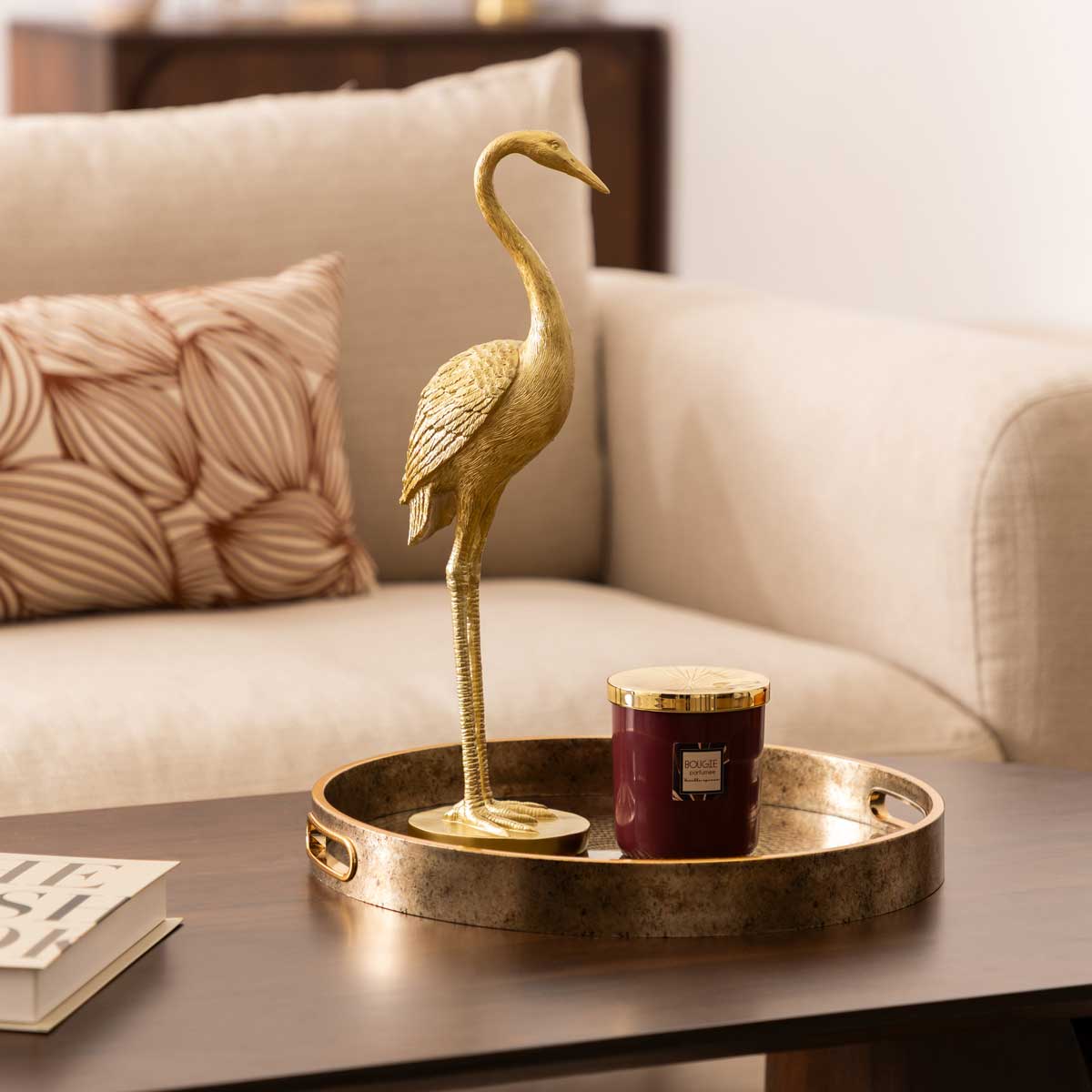 Tabuleiro ELYA dourado em vidro 31cm