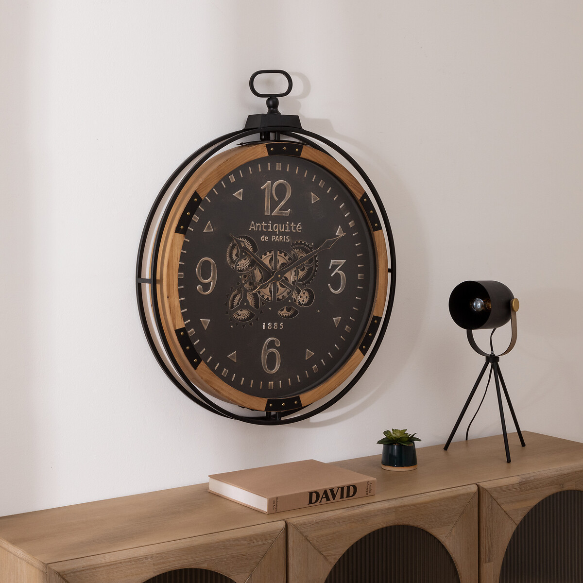 Rel&oacute;gio de parede AMRI preto 70cm
