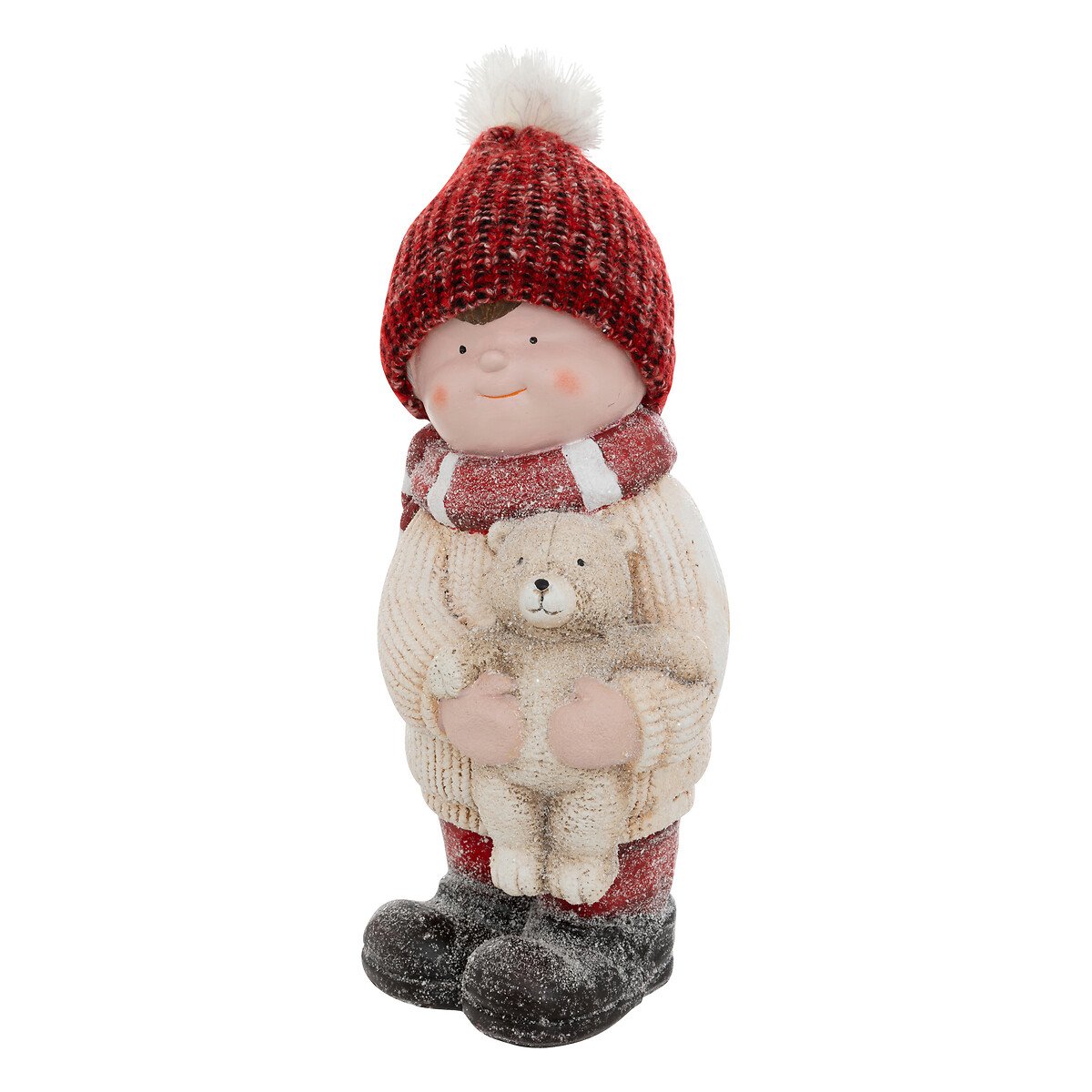 Figura de menino com urso de peluche 38cm,  Figura de menino com urso de peluche 38cm