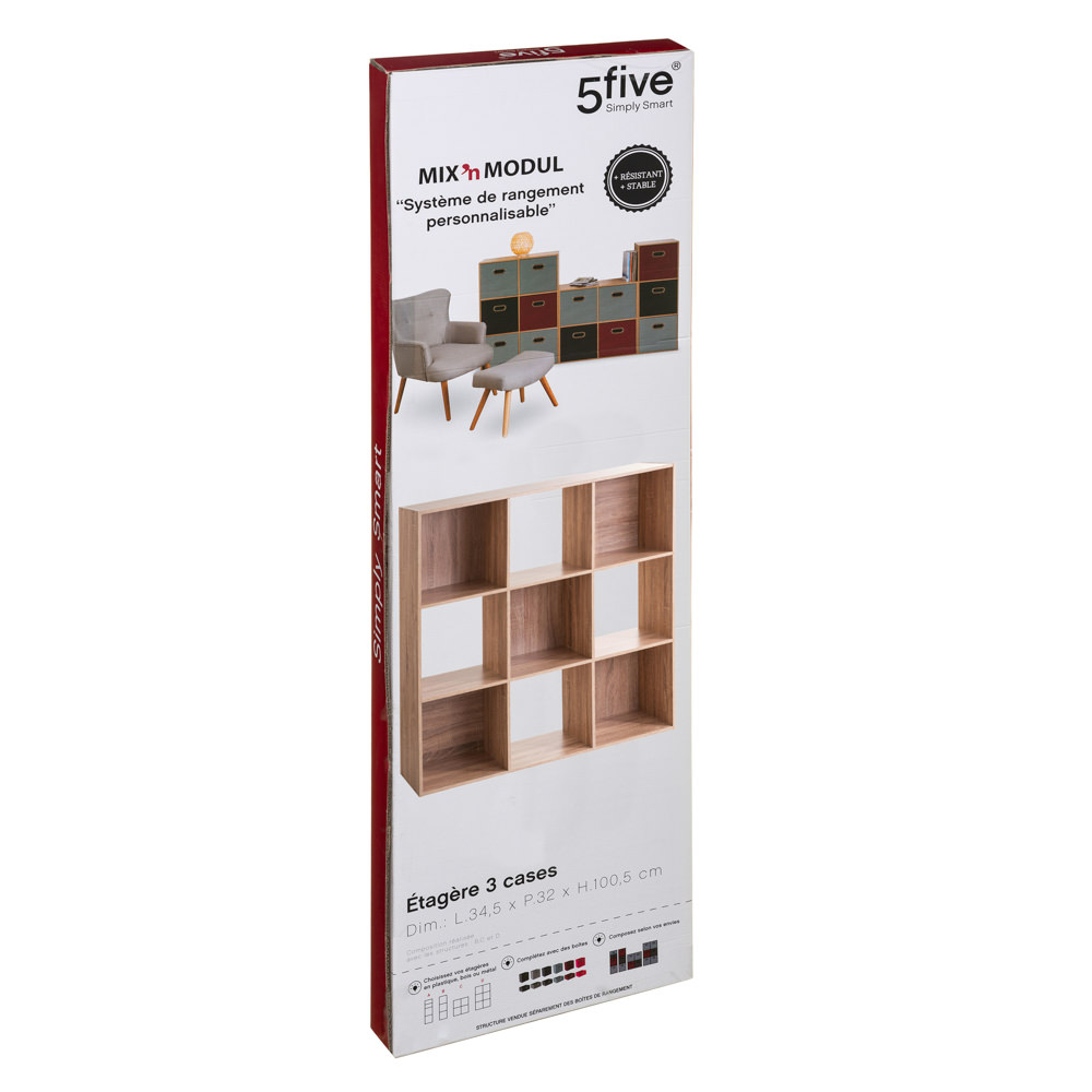 Estante em carvalho MIXMODUL para 9 caixas