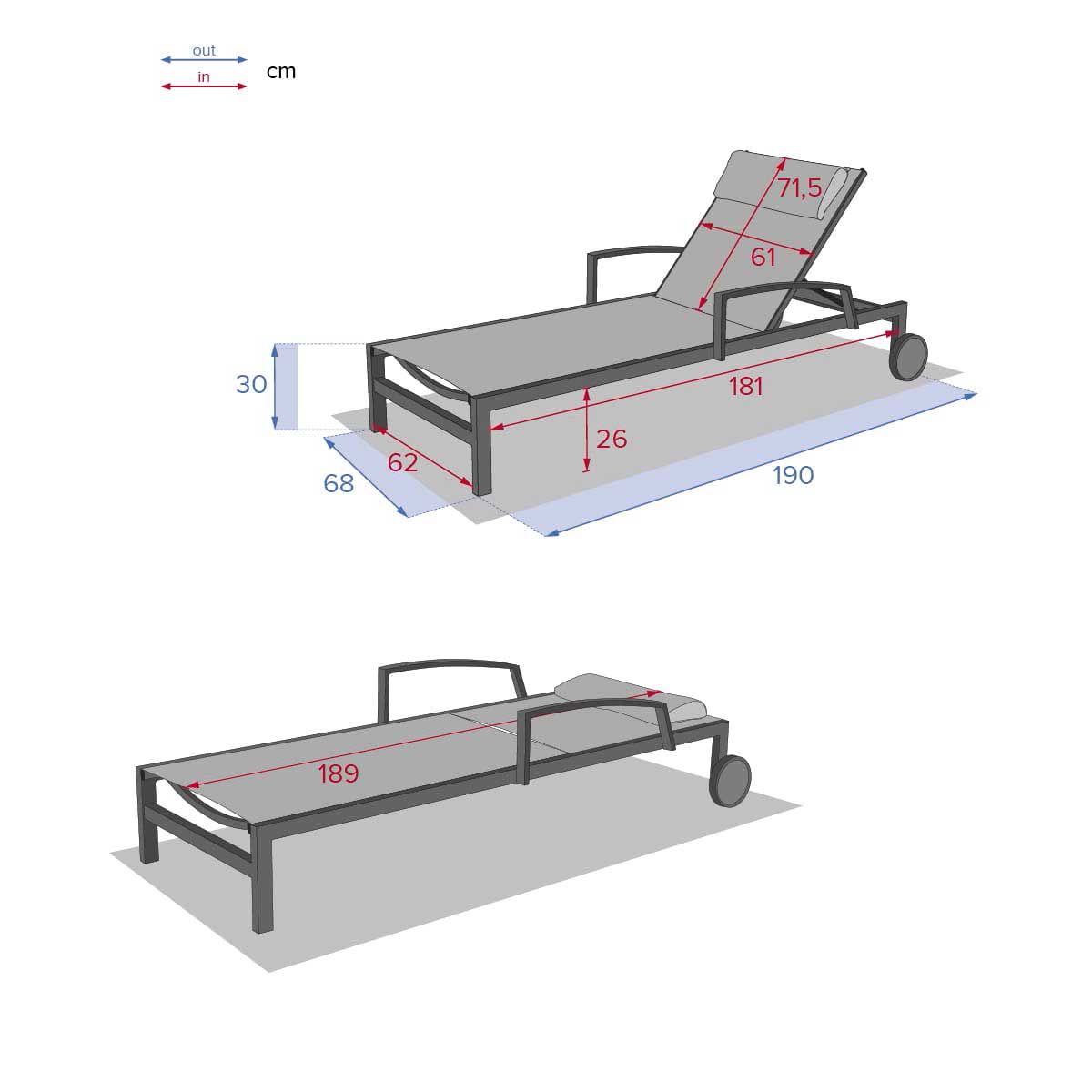Espreguiçadeira OCALA azul escuro