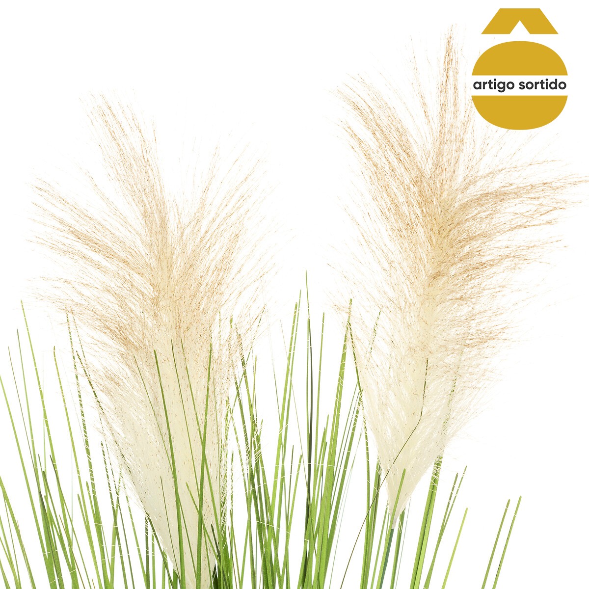 Vaso de cimento com plumas 68cm